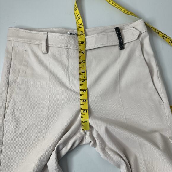Brunello Cucinelli Pants Womens 2 Ivory Career Office Straight Designer Blingy - Picture 12 of 15